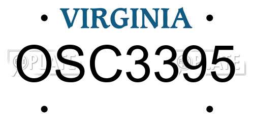 OSC3395 Virginia License Plate