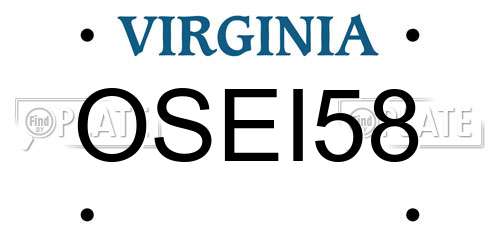 OSEI58 Virginia License Plate