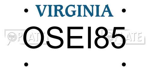 OSEI85 Virginia License Plate