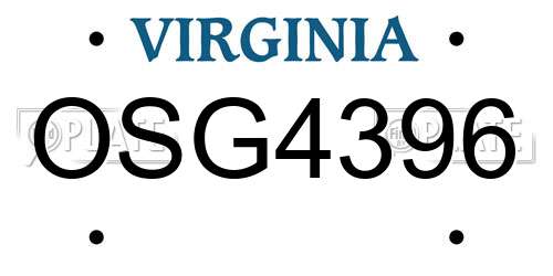 OSG4396 Virginia License Plate