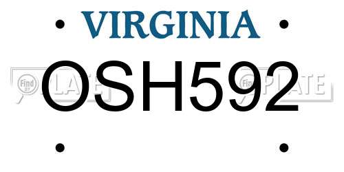 OSH592 Virginia License Plate