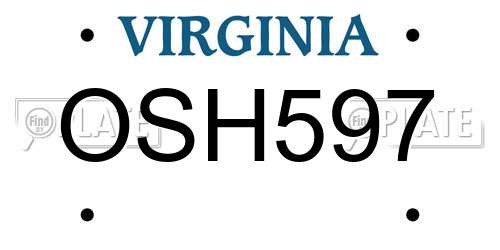 OSH597 Virginia License Plate
