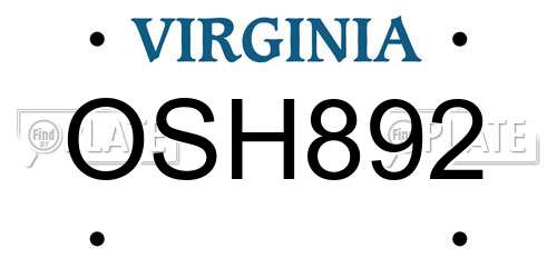 OSH892 Virginia License Plate