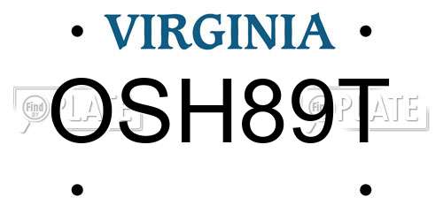 OSH89T Virginia License Plate