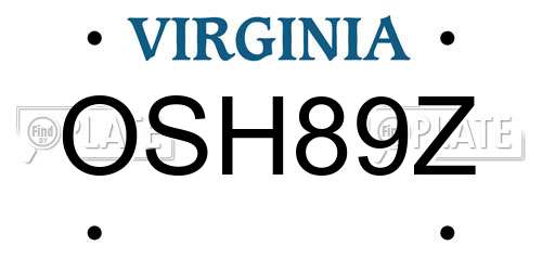 OSH89Z Virginia License Plate