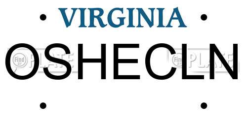 OSHECLN Virginia License Plate