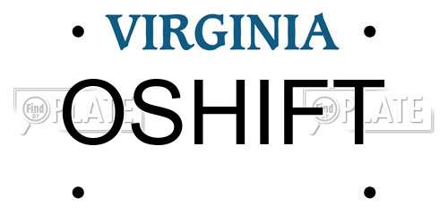 OSHIFT Virginia License Plate