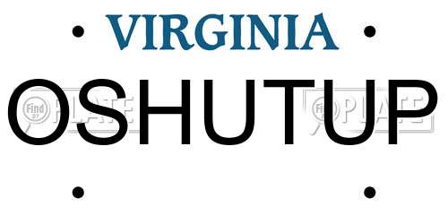 OSHUTUP Virginia License Plate