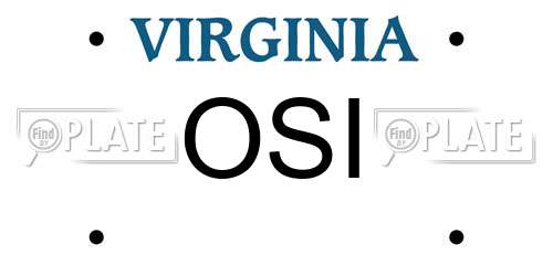 OSI Virginia License Plate