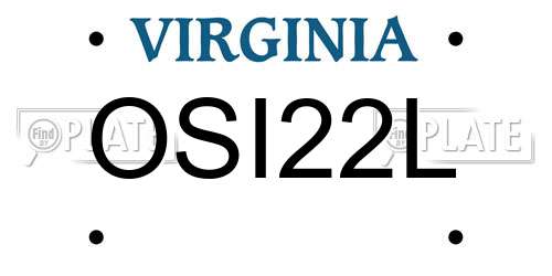 OSI22L Virginia License Plate