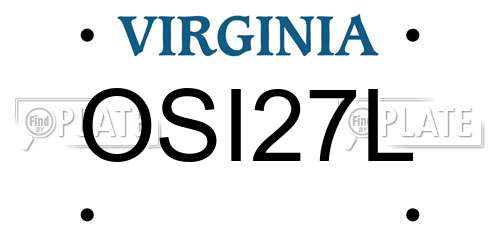 OSI27L Virginia License Plate