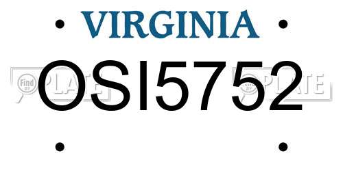 OSI5752 Virginia License Plate