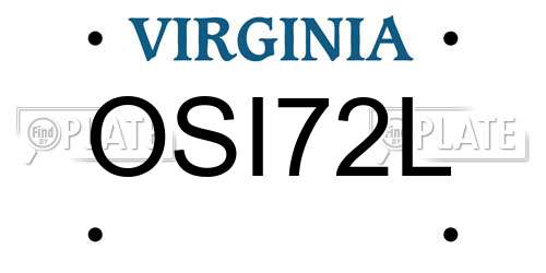 OSI72L Virginia License Plate
