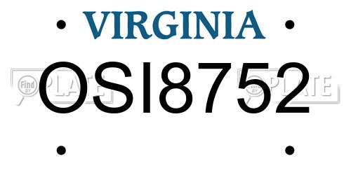 OSI8752 Virginia License Plate