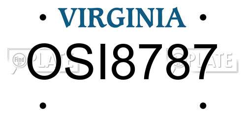 OSI8787 Virginia License Plate