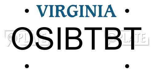 OSIBTBT Virginia License Plate