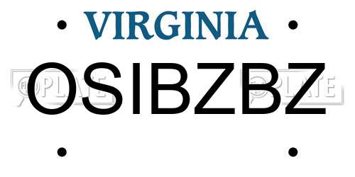 OSIBZBZ Virginia License Plate