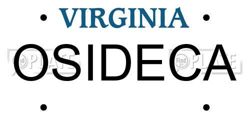 OSIDECA Virginia License Plate