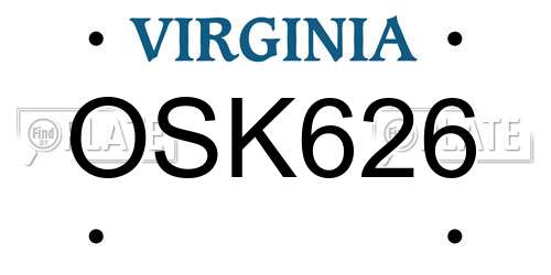 OSK626 Virginia License Plate