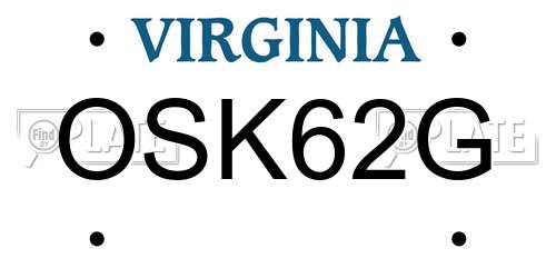 OSK62G Virginia License Plate