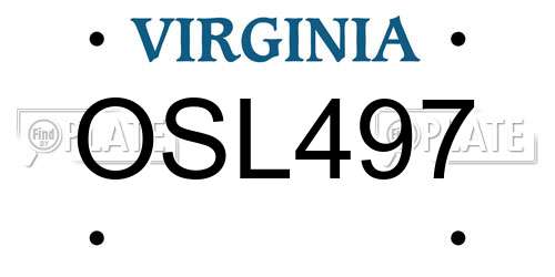 OSL497 Virginia License Plate