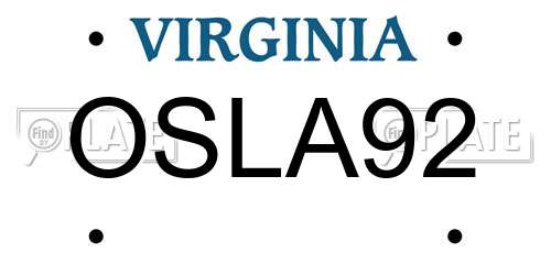 OSLA92 Virginia License Plate