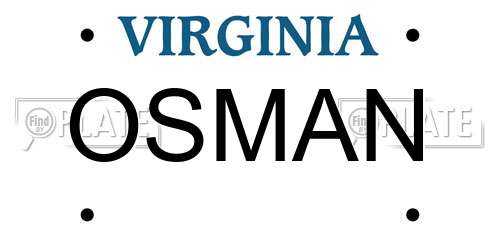 OSMAN Virginia License Plate
