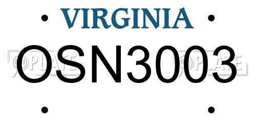 OSN3003 Virginia License Plate