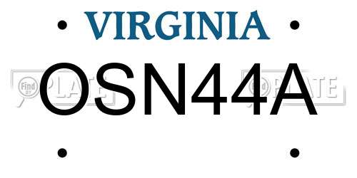 OSN44A Virginia License Plate