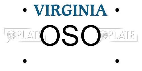 OSO Virginia License Plate
