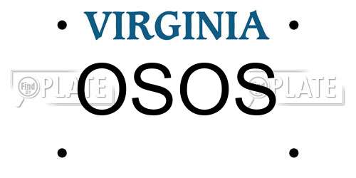OSOS Virginia License Plate