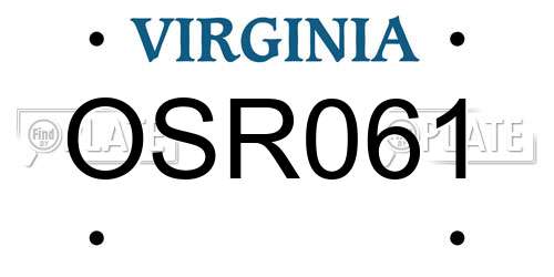 OSR061 Virginia License Plate