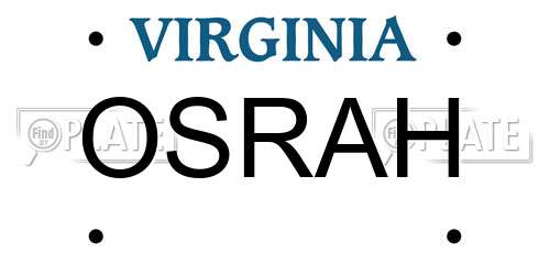 OSRAH Virginia License Plate