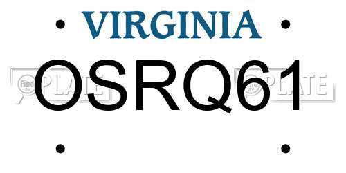 OSRQ61 Virginia License Plate