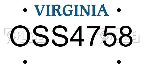 OSS4758 Virginia License Plate