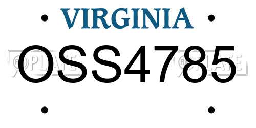 OSS4785 Virginia License Plate