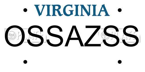 OSSAZSS Virginia License Plate