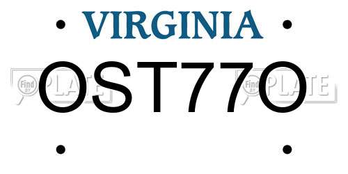 OST77O Virginia License Plate