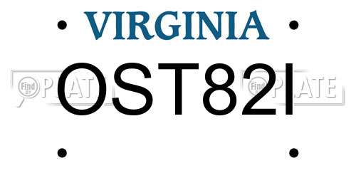 OST82I Virginia License Plate
