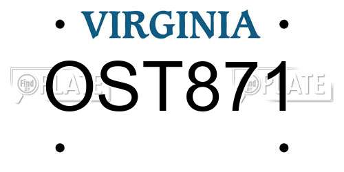 OST871 Virginia License Plate