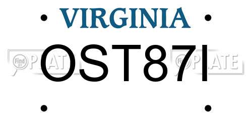 OST87I Virginia License Plate