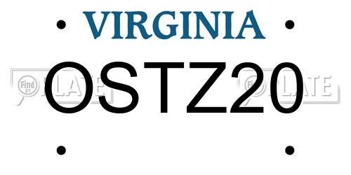 OSTZ20 Virginia License Plate