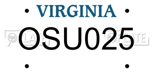 OSU025 Virginia License Plate