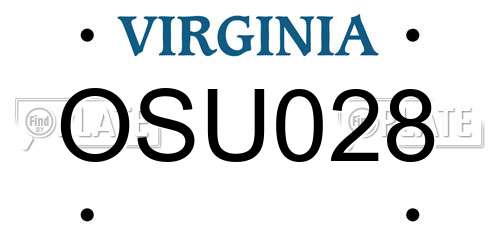 OSU028 Virginia License Plate