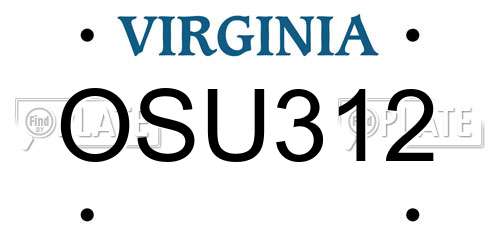 OSU312 Virginia License Plate