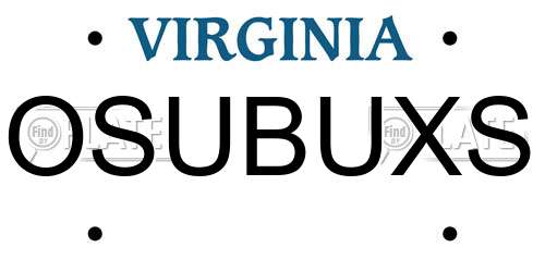 OSUBUXS Virginia License Plate