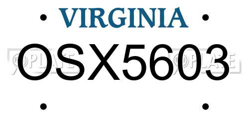 OSX5603 Virginia License Plate