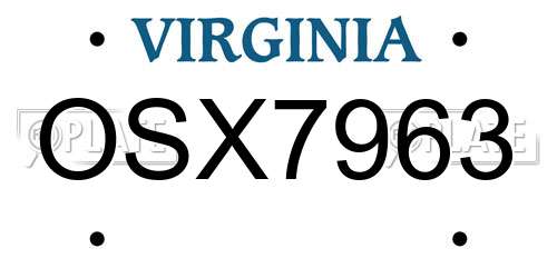 OSX7963 Virginia License Plate