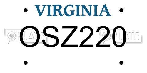 OSZ220 Virginia License Plate