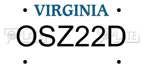OSZ22D Virginia License Plate